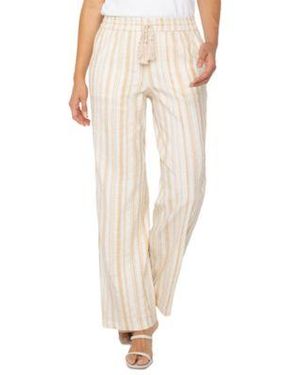 Liverpool Los Angeles Striped Drawstring Waist Wide Leg Pants Pxs Xl - Natural
