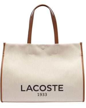 Lacoste Large Heritage Canvas Tote Bag - White