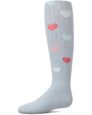 Memoi Girls' Multi Heart Graffiti Cotton Tights - Gray