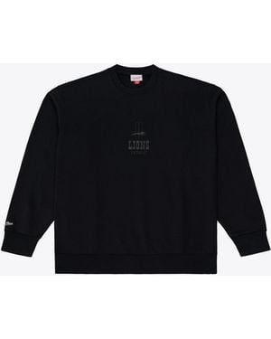 Mitchell & Ness Detroit Lions Core Essentials Micro Logo Fleece Sweatshirt - Black