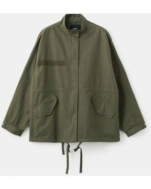 Mango Pockets Cotton Jacket - Green