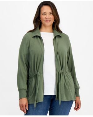Style & Co. Plus Size Luxlounge French Terry Jacket - Green