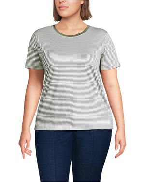 Lands' End Plus Size Relaxed Supima Cotton Crew Neck T-shirt - Gray