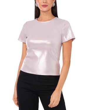 1.STATE Short Sleeve Crew Neck Metallic T-shirt - White