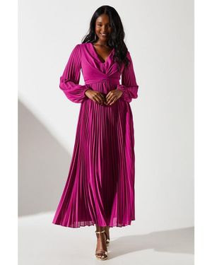 Coast Pleated Wrap Front Dress - Pink
