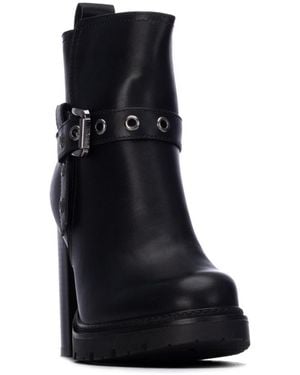 Xti Block-heel Round-toe Slip-resistant Ankle Booties - Black