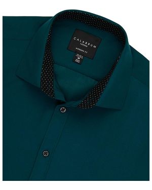 Calabrum Regular Fit Solid Wrinkle Free Performance Dress Shirt - Green
