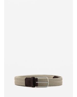 Mango Braided Elastic Belt - White