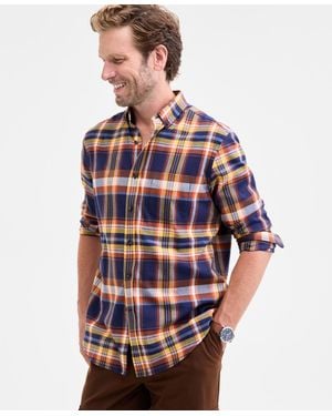 Club Room Loman Plaid Brushed Cotton Button-down Shirt - Red