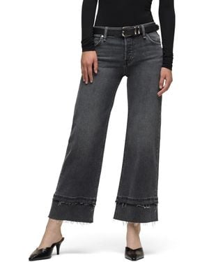 Hudson Jeans Rosie High-rise Wide-leg Raw Hem Jeans - Black