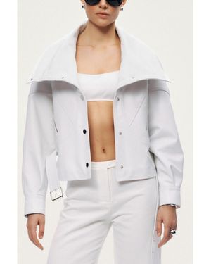 Nocturne High-neck Belted Jacket - White