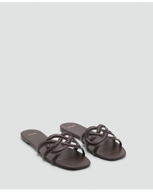 Mango Cross-strap Sandals - Brown