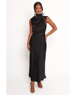 Petal & Pup Anabelle Halter Neck Lace Maxi Dress - Black