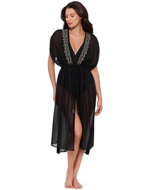Miraclesuit Beach Etc. Beaded Cover-up Kimono - Black