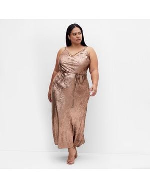 City Chic Kaia Metallic Slip Dress