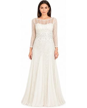 Lara Beaded High Neck Wedding Gown - White