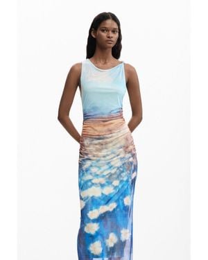 Desigual Draped Waterlily Dress - Blue