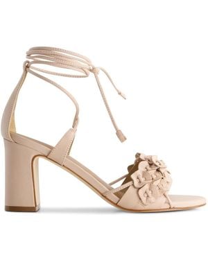 Bernardo Bernardo Ieda Floral Ankle Tie Heeled Sandal - Metallic