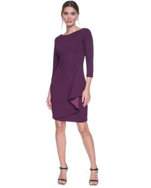 DKNY Boat Neck Ruched Sheath Dress - Purple