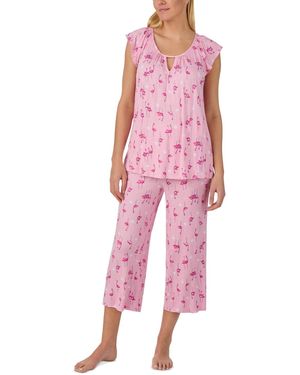 Ellen Tracy Scoop Neck Top & Cropped Pajama Pants - Pink