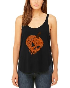 LA Pop Art Evil Pumpkin Premium Word Art Flowy Tank Top - Black