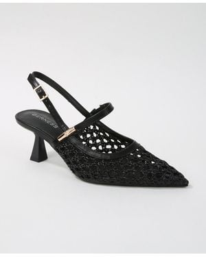 BERNESS Calloway Woven Slingback Heels - Black