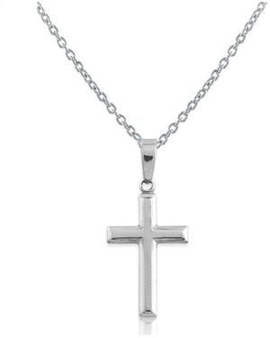Simona Sterling Small Cross Pendant Necklace - Metallic