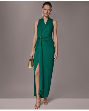 Donna Karan Draped Faux-wrap Gown - Green