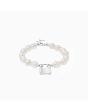 Bearfruit Jewelry Secret Summer Cultured Pearl Lock Pendant Bracelet - White