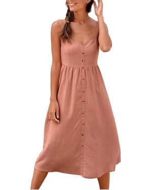 Lascana Button Up Panel Dress - Brown