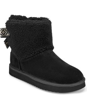 Earth Wing Round Toe Casual Ankle Booties - Black