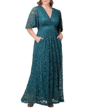 Kiyonna Plus Size Luminous Sequin Lace Evening Gown - Black