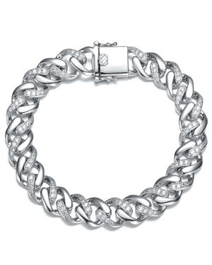 Genevive Jewelry Bold Curb Chain Bracelet - White