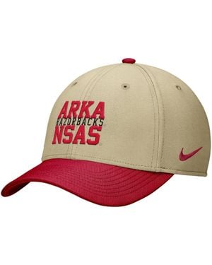 Nike Beige/cardinal Arkansas Razorbacks Dri-fit Swooshflex Hat - Multicolor