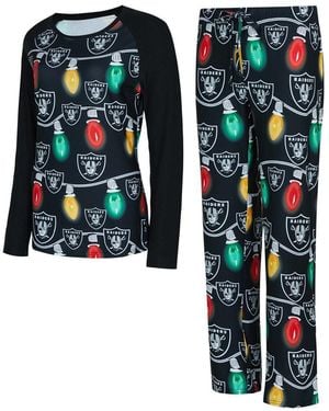 Concepts Sport Las Vegas Raiders Garland Knit Raglan Long Sleeve T-shirt Pants Set - Blue