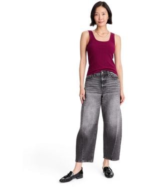 On 34th Pointelle Rib Scoop-neck Layering Tank - Red