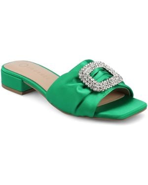 Journee Collection Flavia Slip-on Embellished Sandals - Green