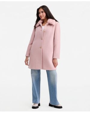 Cece Faux-fur Club Collar Mid-length Lined Coat - Pink
