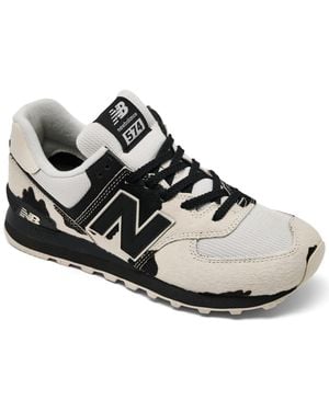New Balance 574 Cow Print Fashion Sneakers From Finish Line - White