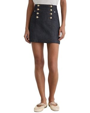 Reiss Skylar Button Detail Denim Mini Skirts - Black