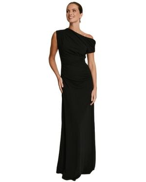 Six Stories Slash Neck Draped Bridesmaid Dress - Black