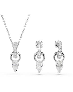 Swarovski Mesmera Rhodium Plated Earrings And Necklace Set - White