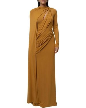 JLUXLABEL Draped Elegance Cape Dress - Metallic