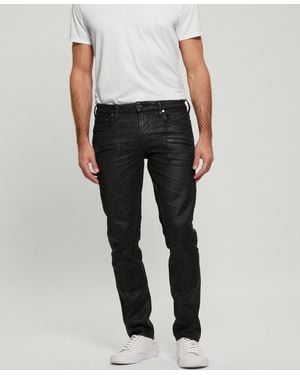 Guess Coated Denim Slim Tapered Zip Jeans - Black