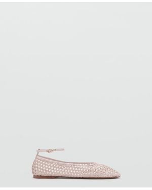 Mango Crocheted Ballet Flats - White