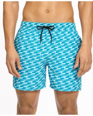 PUMA 5" Geometric-print Swim Shorts - Blue