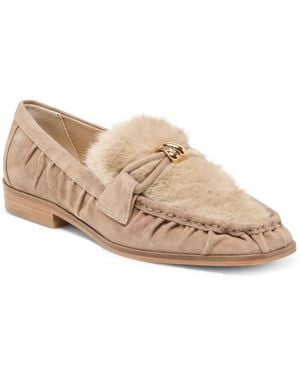 Dolce Vita Bonie Plush Square Toe Embellished Leather Loafers - Natural