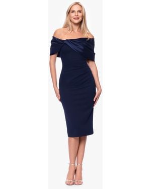 Betsy & Adam Off-the-shoulder Midi Dress - Blue