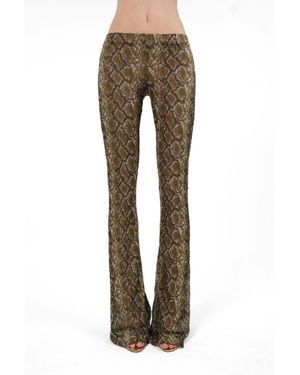 Nocturne Snake Print Low-rise Flare Pants - Natural