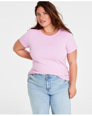On 34th Plus Size Ribbed T-shirt - Purple